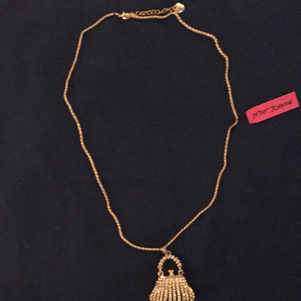 NWT Betsey Johnson Bling Bag Pendant Necklace - Picture 2 of 5